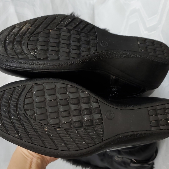 Black Calf length Wedge Heel faux fur lined Winter Boots Size 5 (6) - Picture 8 of 9